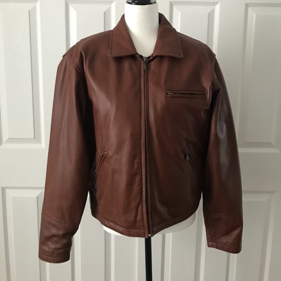 Danier Vintage leather bomber jacket mid brown (s) - Picture 2 of 13